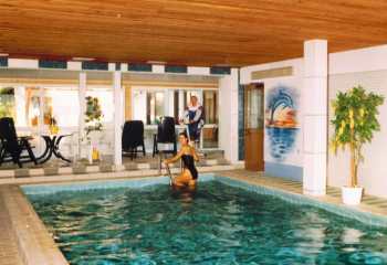 Wellness kleines Schwimmbad mit Liegebereich und Fitnessger�t