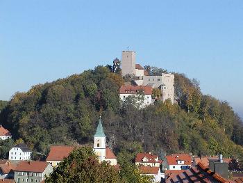 Panoramablick auf den Markt Falkenstein und die Burg