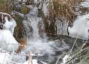 Winter im Bayerischen Wald - Wasserfall mit Eiskristallen